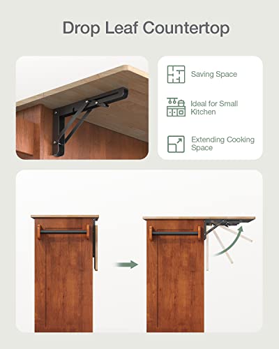 Brown Kitchen Island with Drop Leaf Storage on Wheels U33727