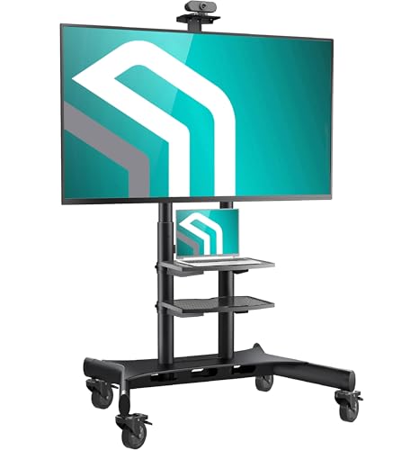 Black Mobile TV Stand on Wheels for 50-86 Inch TVs, Adjustable Height, VESA 800x500 O2325