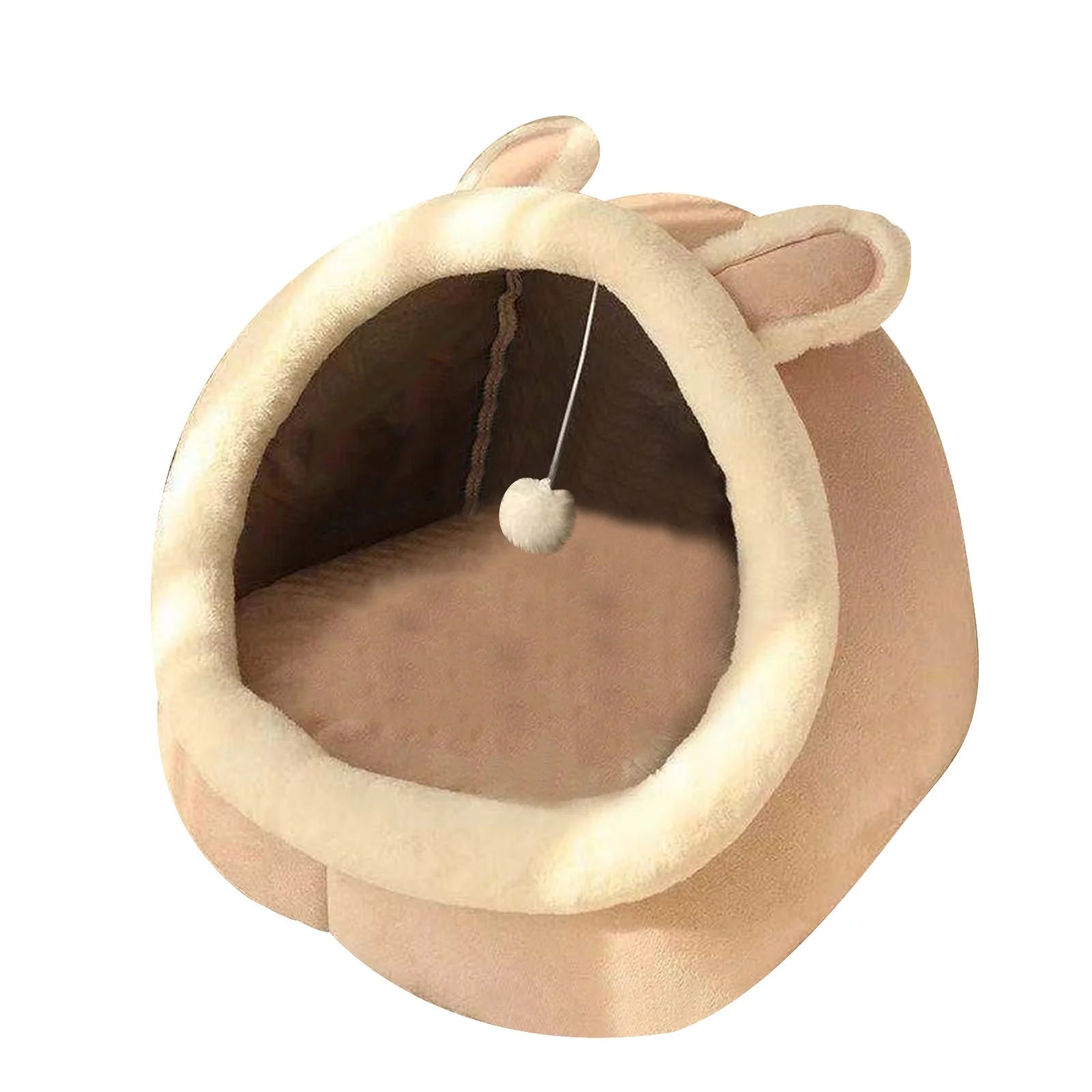 Pink Cotton Cat Bed with Ears Machine Washable D21919