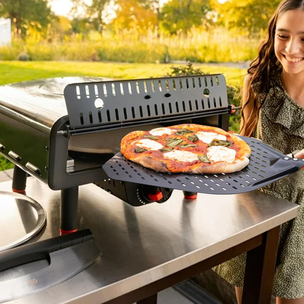 13" Rotating Stone Pizza Oven with Thermometer, Peel, Gloves & Cloth R84762