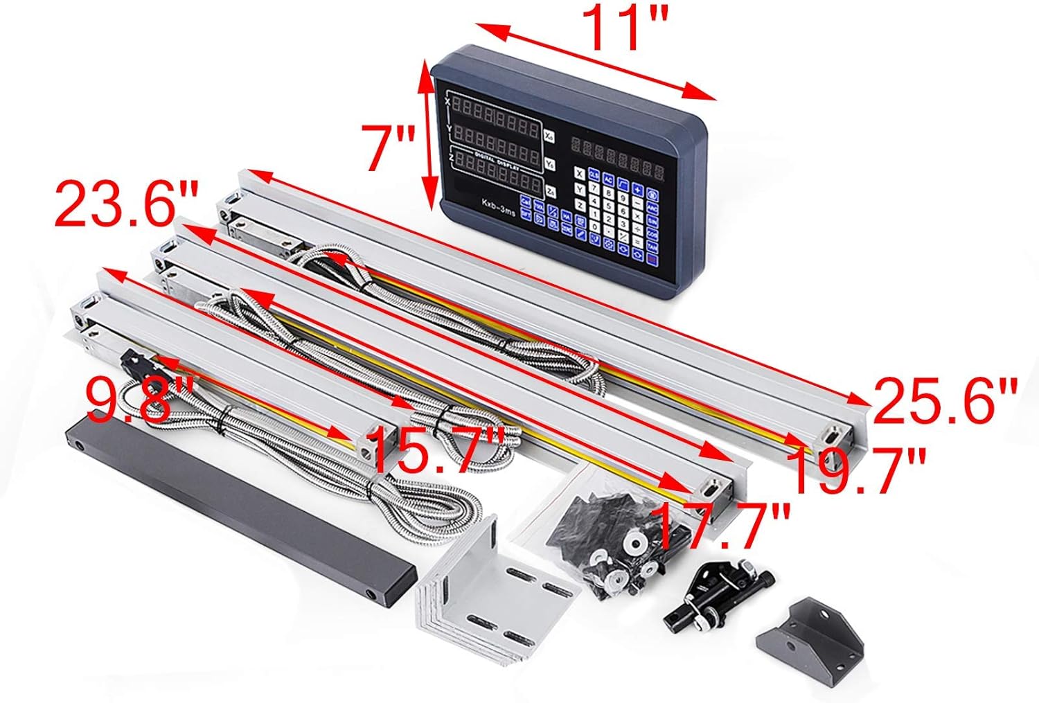 3 Axis Digital Readout DRO Display 250mm+450mm+500mm Travel Length Linear Scale for Mill G529
