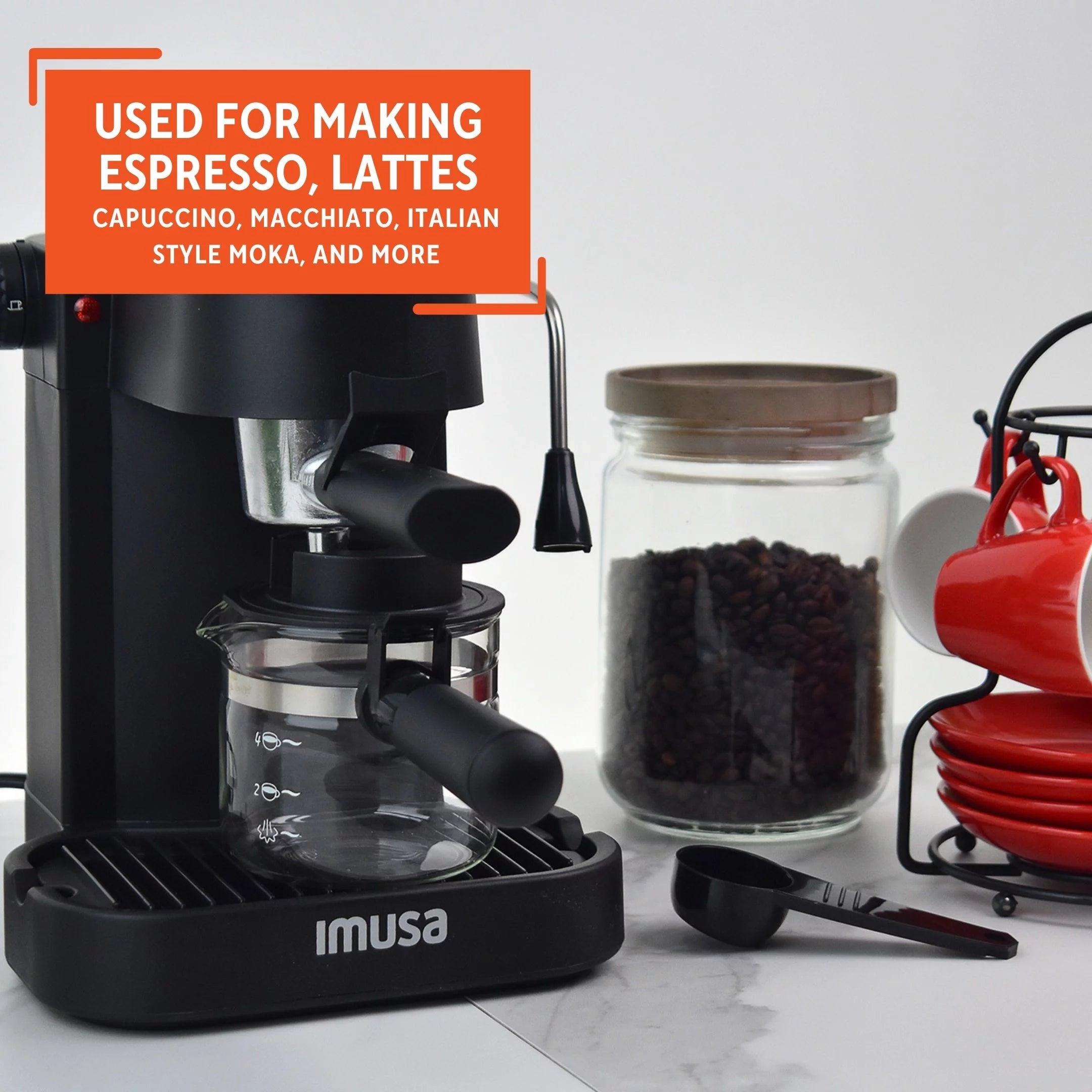 4 Cup Capacity Electric Espresso Cappuccino Maker 800 Watts Black F393
