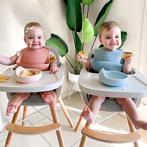 Gray Convertible Wooden High Chair with Adjustable Legs & Dishwasher Safe Tray W199068
