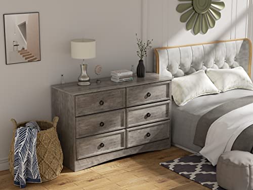 Gray 6 Drawer Dresser with Strip Lights K158409