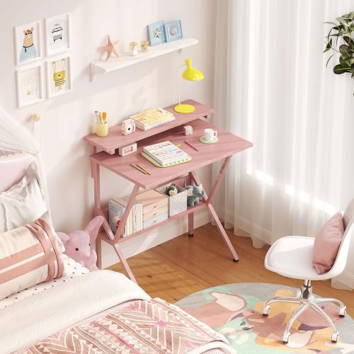 Small Desk with Adjustable Monitor Stand, Grey M4242