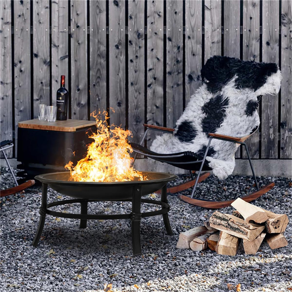 26 inch Wood Burning Fire Pit Bowl with Spark Screen S628690