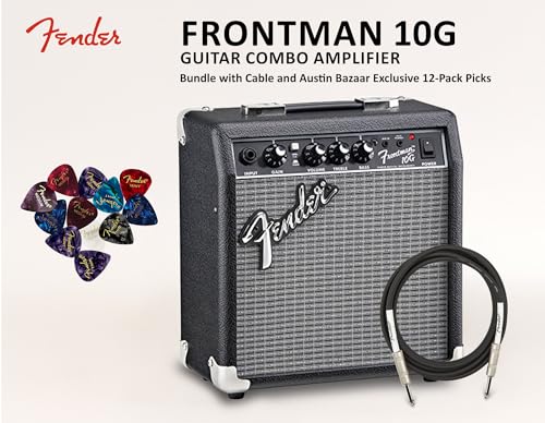 Black Guitar Combo Amplifier with Cable and 12-Pack Picks Y597347