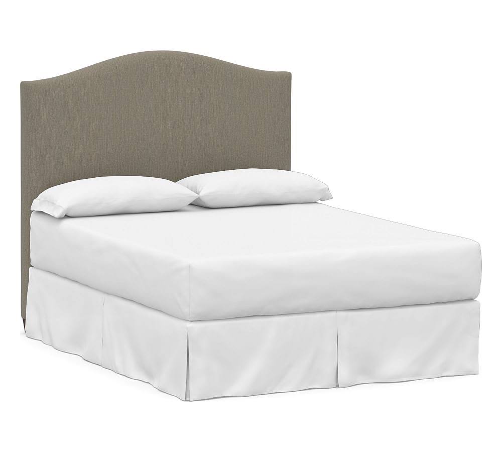 Full Chenille Basketweave Taupe Upholstered Tall Headboard S32342