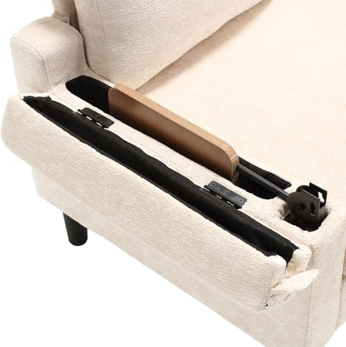 Beige L Shape Chenille Pull Out Sofa Bed Y304