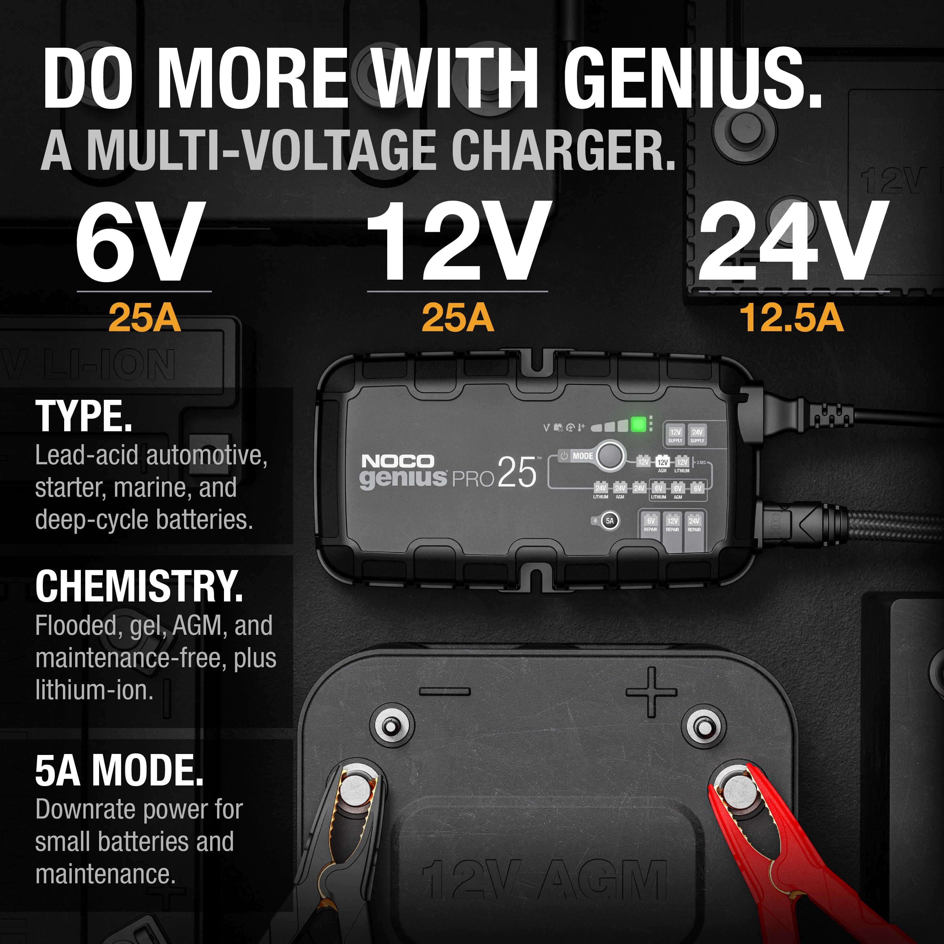 25A 6V/12V/24V Smart Battery Charger and Maintainer K353071
