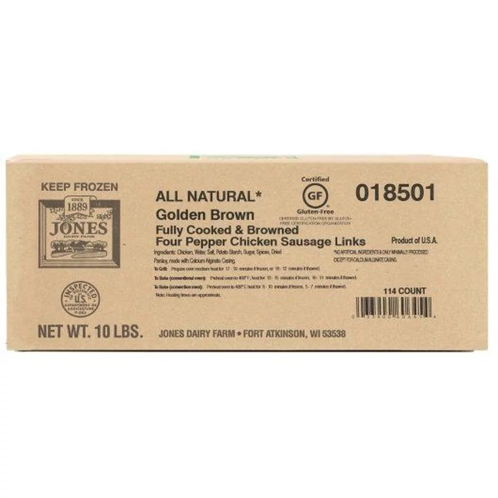 All Natural Fully Cooked Four Pepper Chicken Sausage Links, 1.4 Ounce O7808