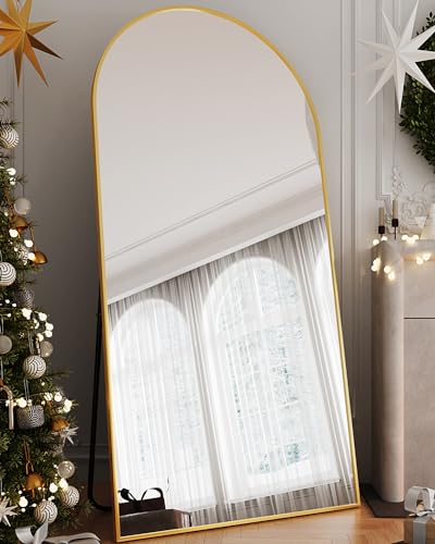 76"x34" Black Arched Floor Mirror V501
