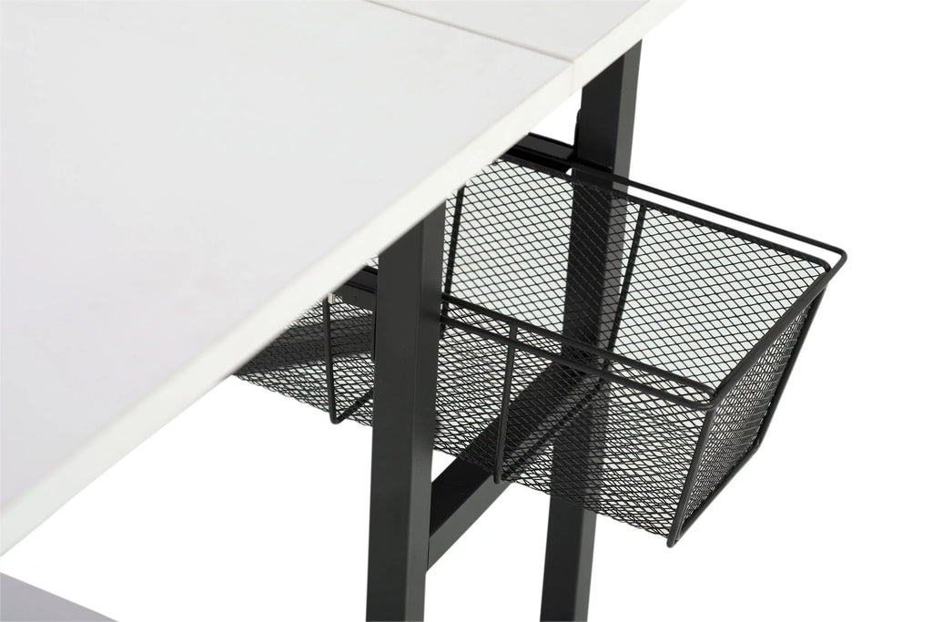Charcoal White Mobile Fabric Cutting Table with Storage 30" H P7816