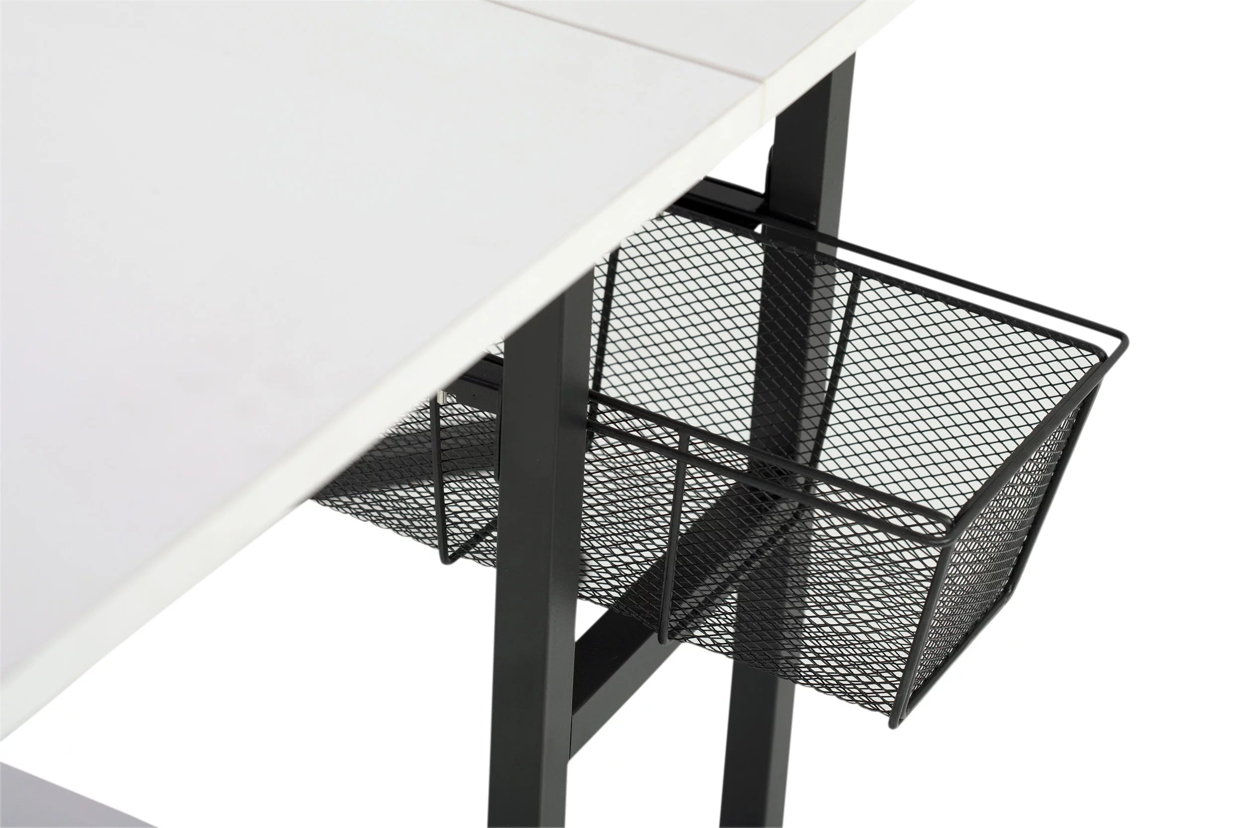 Charcoal White Mobile Fabric Cutting Table with Storage 30" H P7816