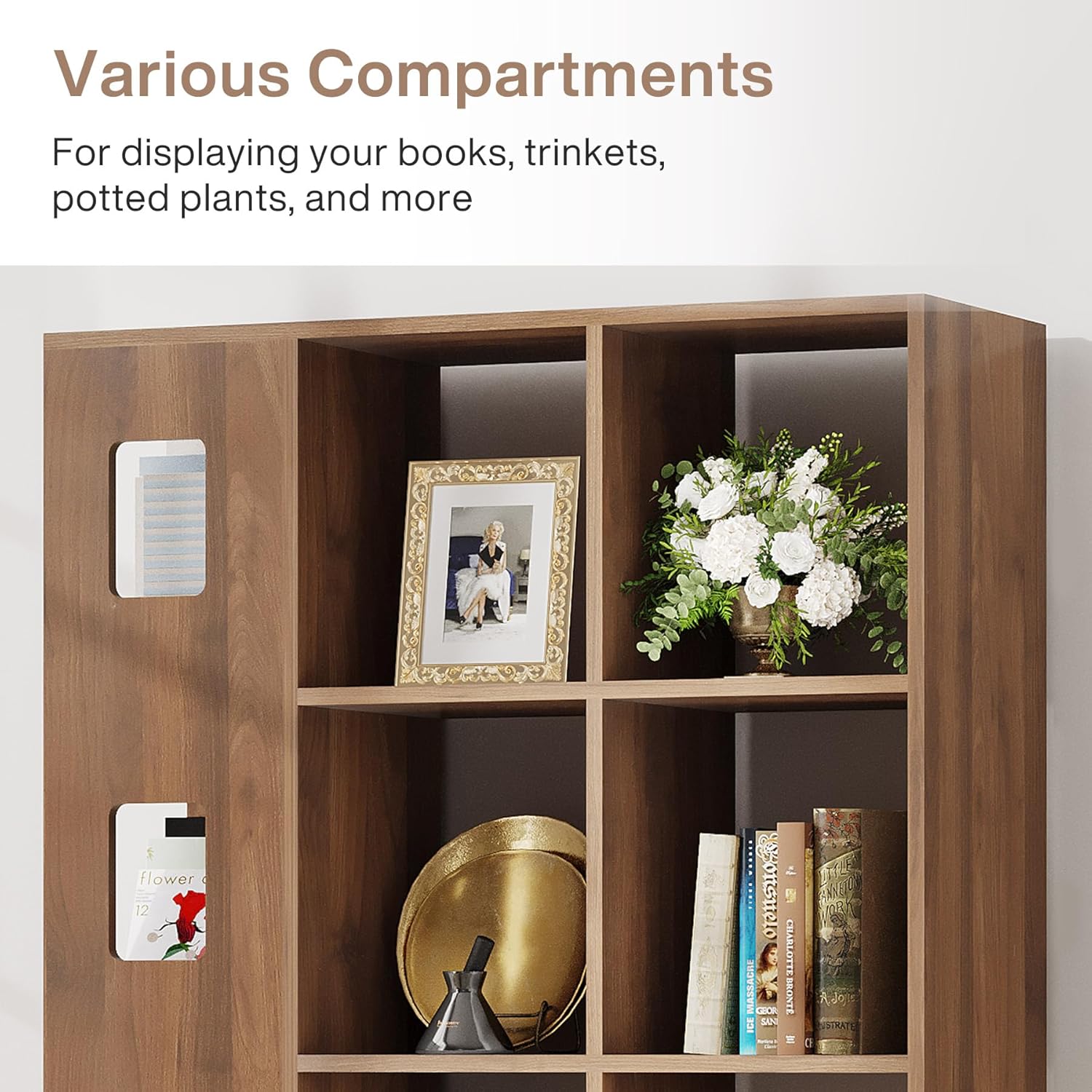 15 Cube 5 Tier Wooden Open Bookshelf (Brown) N385799