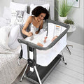 Dark Grey Baby Bassinet Bedside Crib with Storage Basket F31298