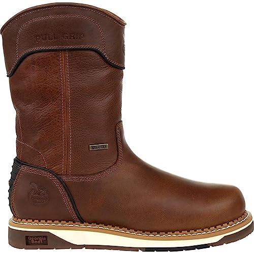 Brown Amp Lt Wedge Waterproof Pull on Industrial Boot W748043
