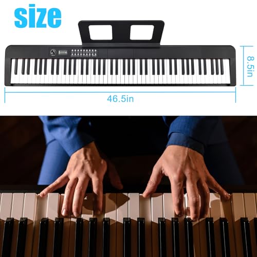 88 Key Semi Weighted Digital Piano with Music Stand, Sustain Pedal, Bluetooth, Carrying Case, Headphones B767045