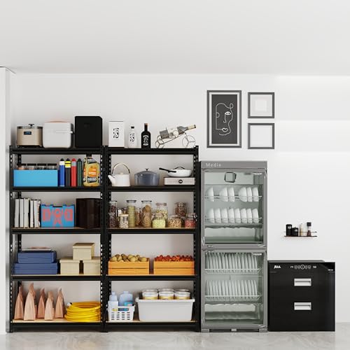 5 Tier Heavy Duty Metal Adjustable Utility Shelf Rack, Black B76118
