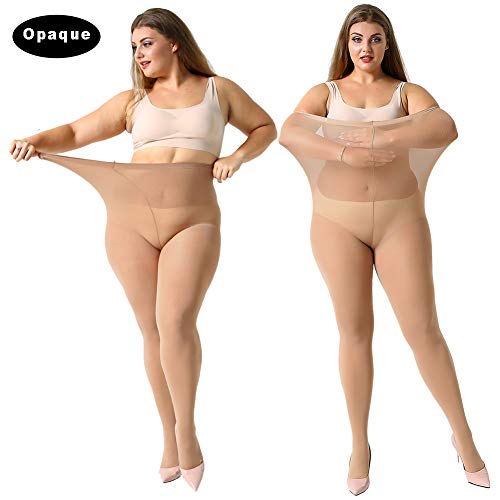 2 Pairs Control Top High Waist Plus Size Tights O2180