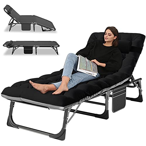 Adjustable 4-Position Folding Camping Cot with Pillow D19316