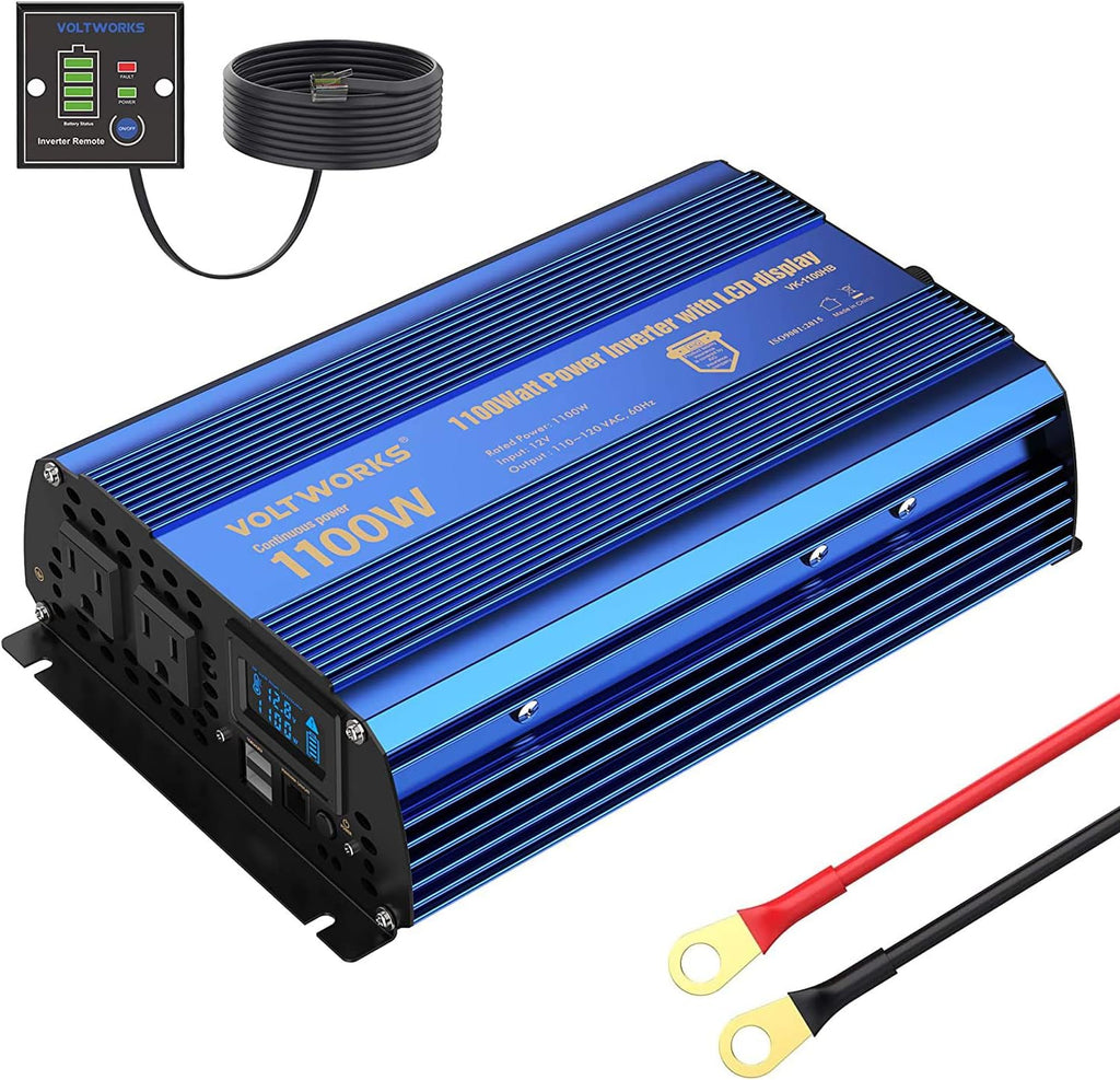 2000w DC 12V to AC 120V Modified Sine Wave Inverter with LCD Display Remote Control and 3AC Outlets Dual 2.4A USB Ports X4782