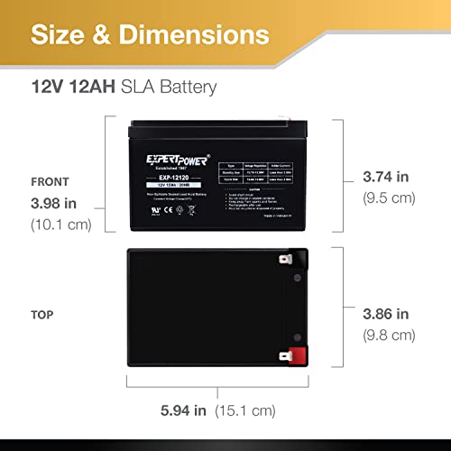 12 Volt 12 Ah Rechargeable Battery with F2 Terminals R320