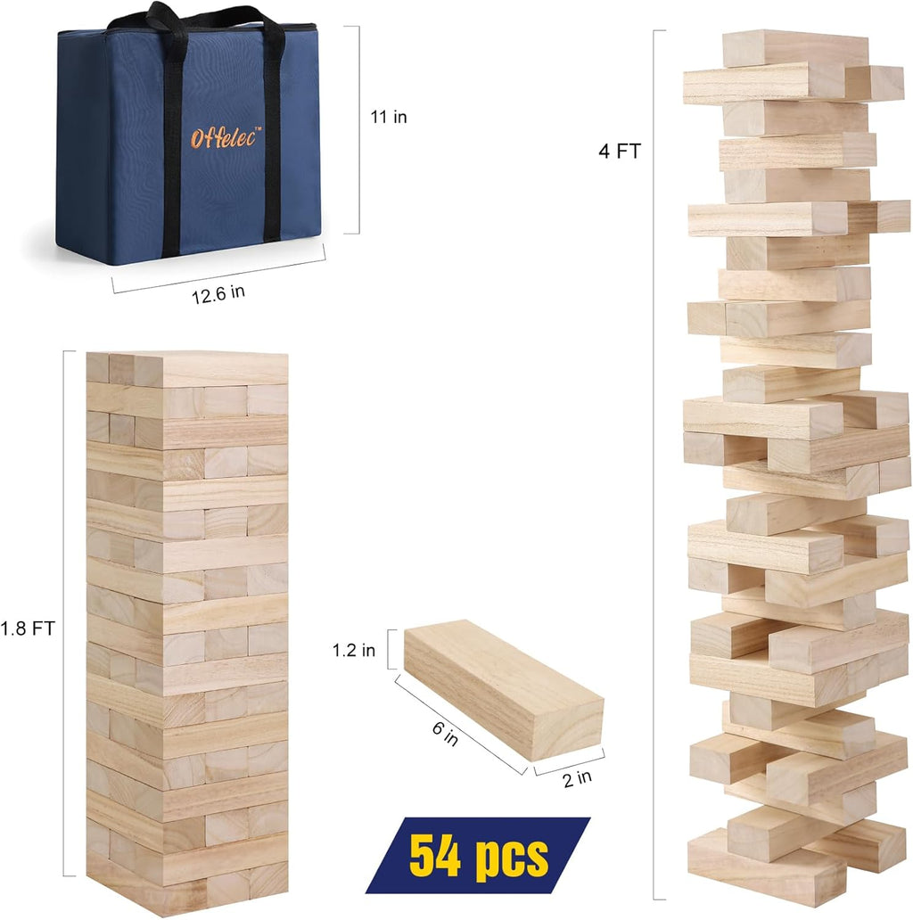 Giant Wooden Blocks Stacking Game with Carry Case 54pcs T918571