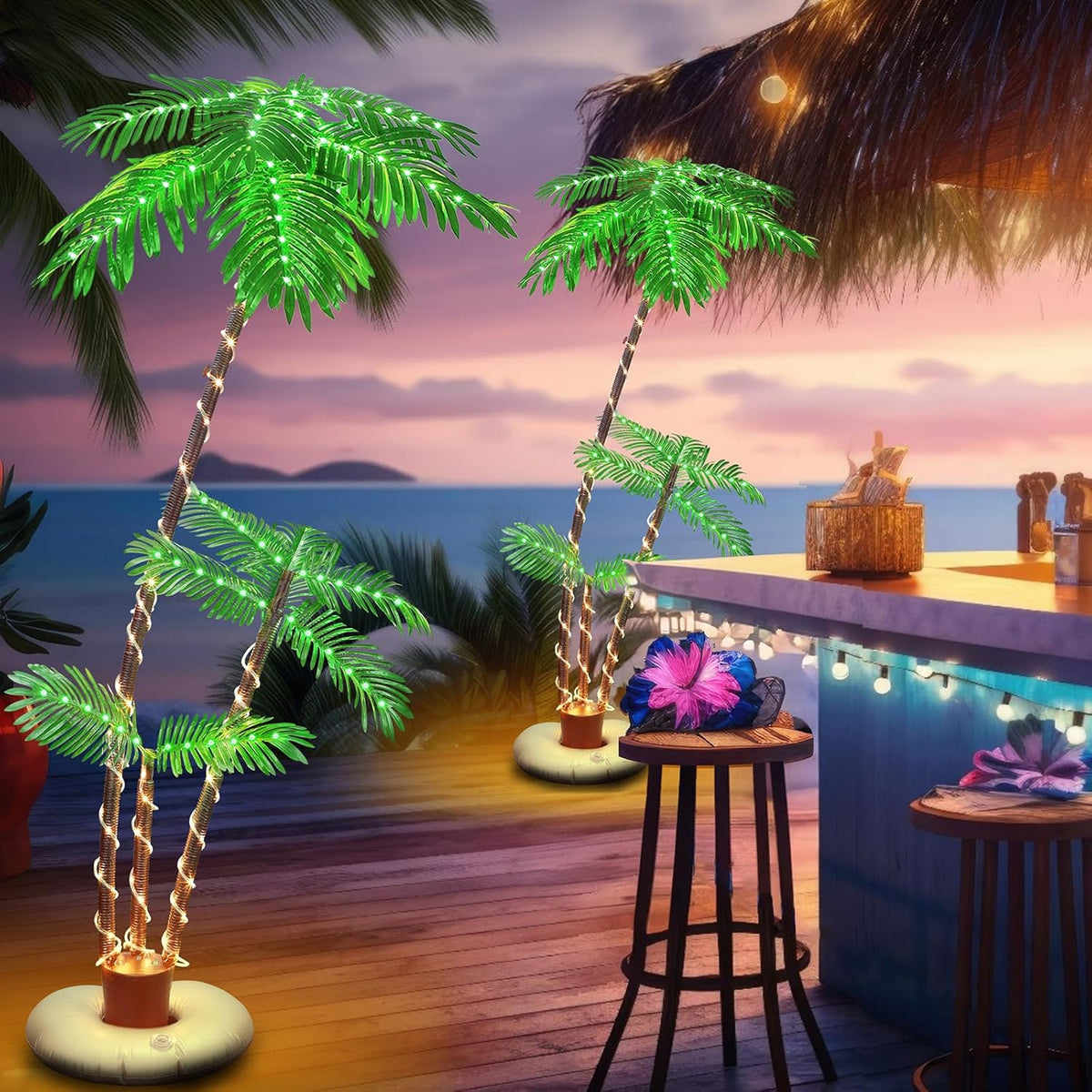 6FT 3 Trunks Artificial Palm Tree Q5635
