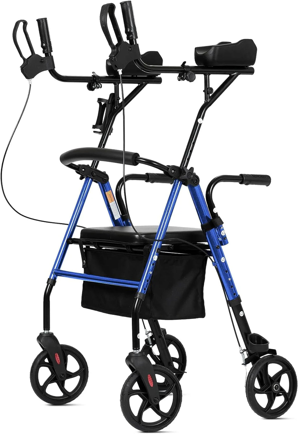 Red Aluminum Upright Rollator Walker with Seat and Backrest A32531