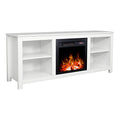 White 4 Cubby Electric Fireplace TV Stand Y7847