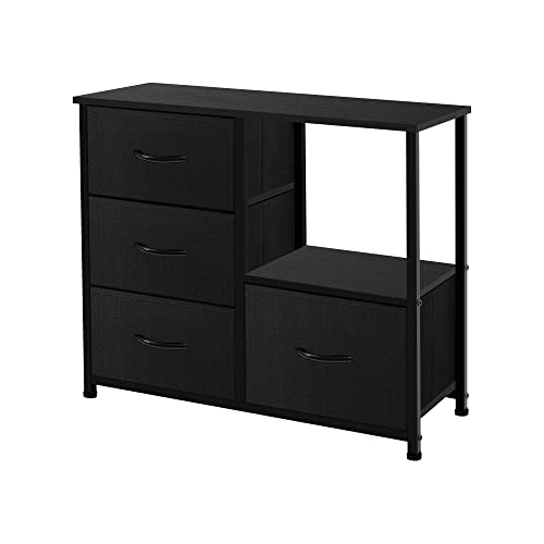 4 Drawer Fabric Storage Tower with Shelves, Dark Grey X65982