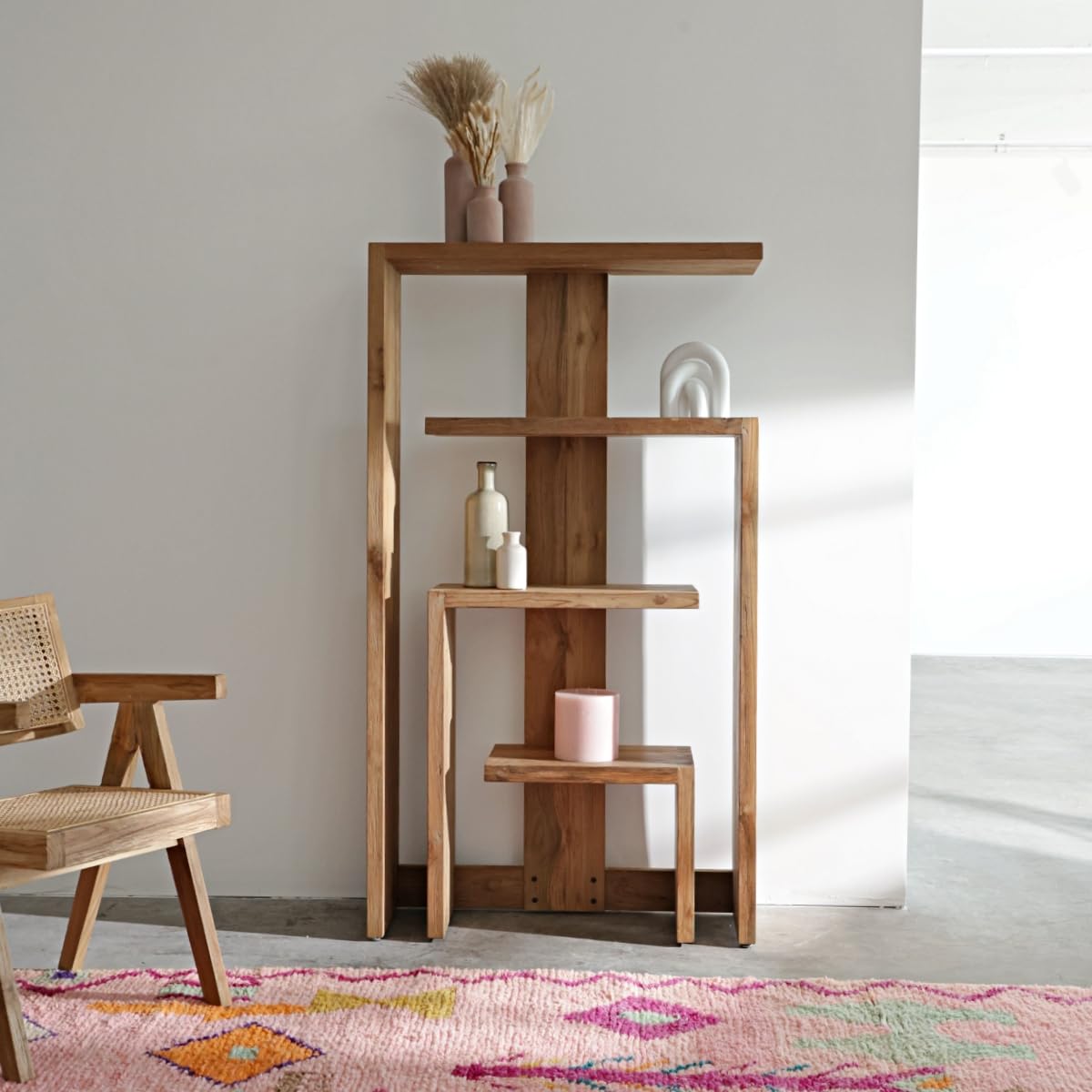 Solid Teakwood Bookshelf 35.4" W x 11.8" D x 63" H P345