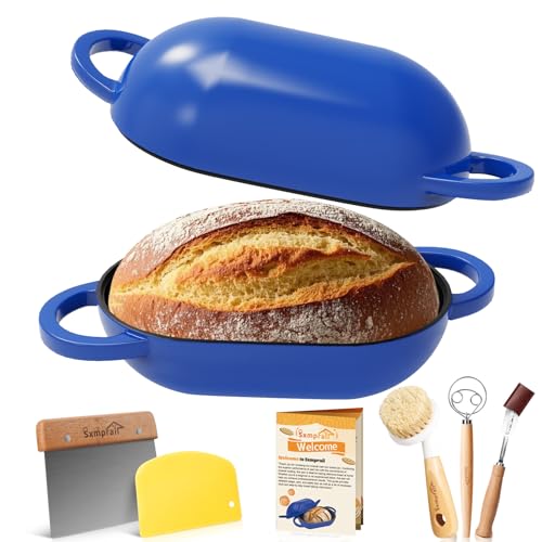 Enameled Cast Iron Oval Bread Oven with Non-Stick Silicone Liner, 2QT, Black L829412