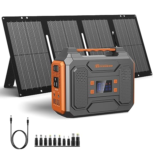 300W Portable Solar Generator with 60W Solar Panel Orange Q407047