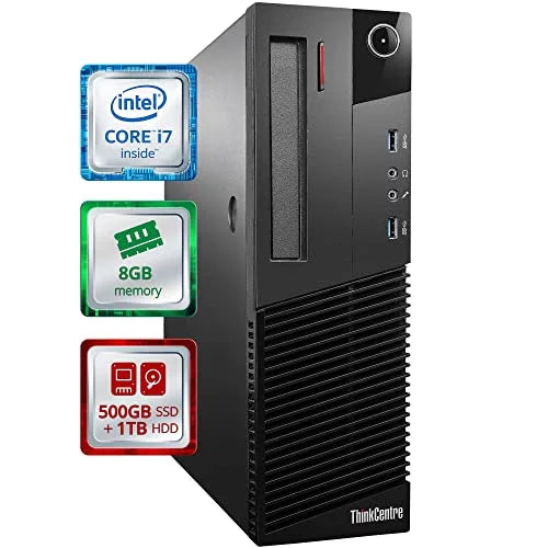 Small Desktop Computer with Quad Core Intel i7, 8GB DDR3 RAM, 500GB SSD + 1TB, Win 10 Pro W6703