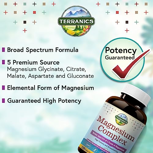 5-in-1 Magnesium Complex Supplement 500mg 240 Vegan Capsules Y833500