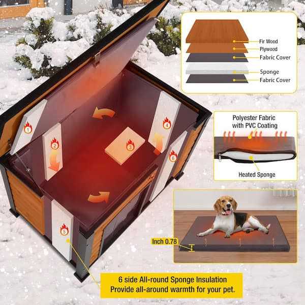 Insulated Outdoor Dog House with Liner Inside Y686301