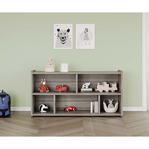 Toddler 5-Compartment Wooden Storage Cubby Shelf, 46" W x 23.5" H, Maple Y86282