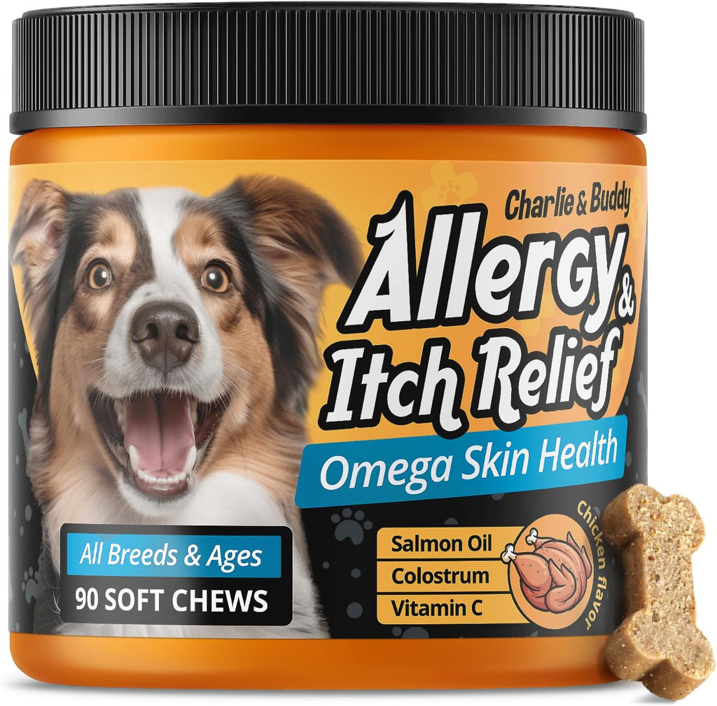 90 Soft Chews Chicken Flavor Dog Allergy Chews with Omega 3 Fish Oil U521805