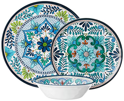 12 Piece Multicolored Melamine Dinnerware Set P18706