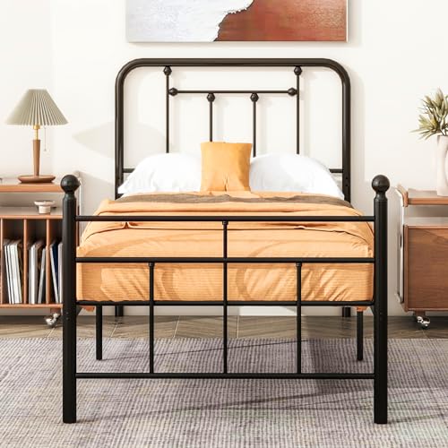 Twin Size Metal Headboard Black Steel L386