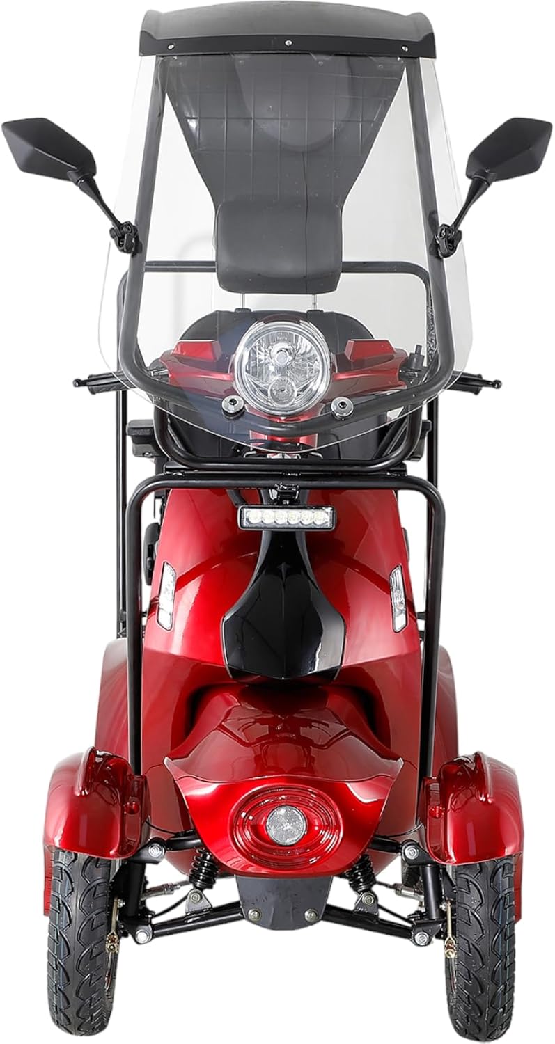 800W Heavy Duty Mobility Scooter with Roof & Windshield 500lbs Capacity B837574