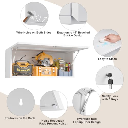 Metal Garage Storage Cabinet Wall Mount with Adjustable Shelf U429973