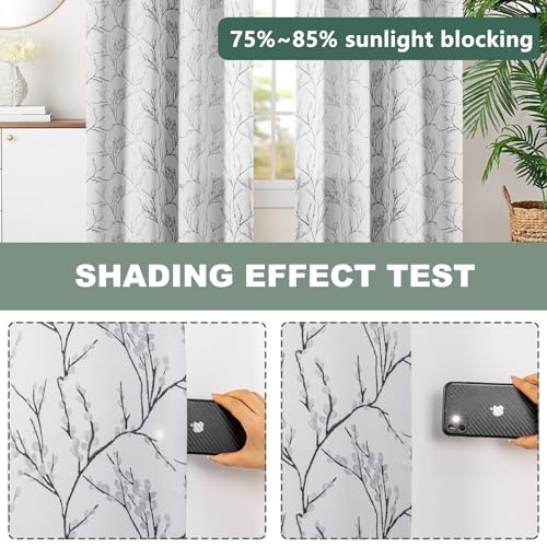 Brown Branch Print Thermal Insulated Curtain, 100Wx84L Inch, 1 Panel G40350