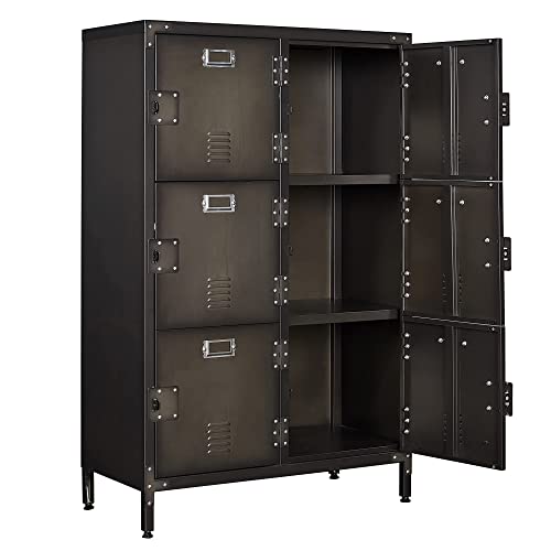 Metal Storage Locker 47" Steel 6 Door Lockable Adjustable Feet Cabinets E913