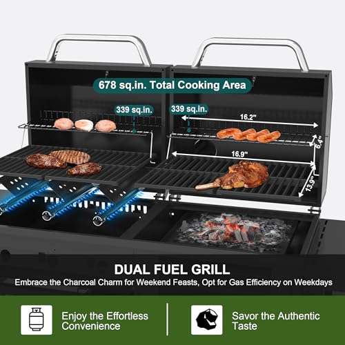 6-Burner Propane Gas Grill and Griddle with Double Stainless Steel Lids O6501