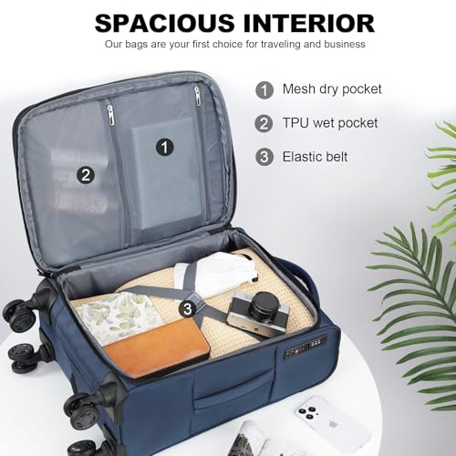 Black Softside Expandable Carry On Luggage with Spinner Wheels & TSA Lock, USB Port, 20-Inch I28952