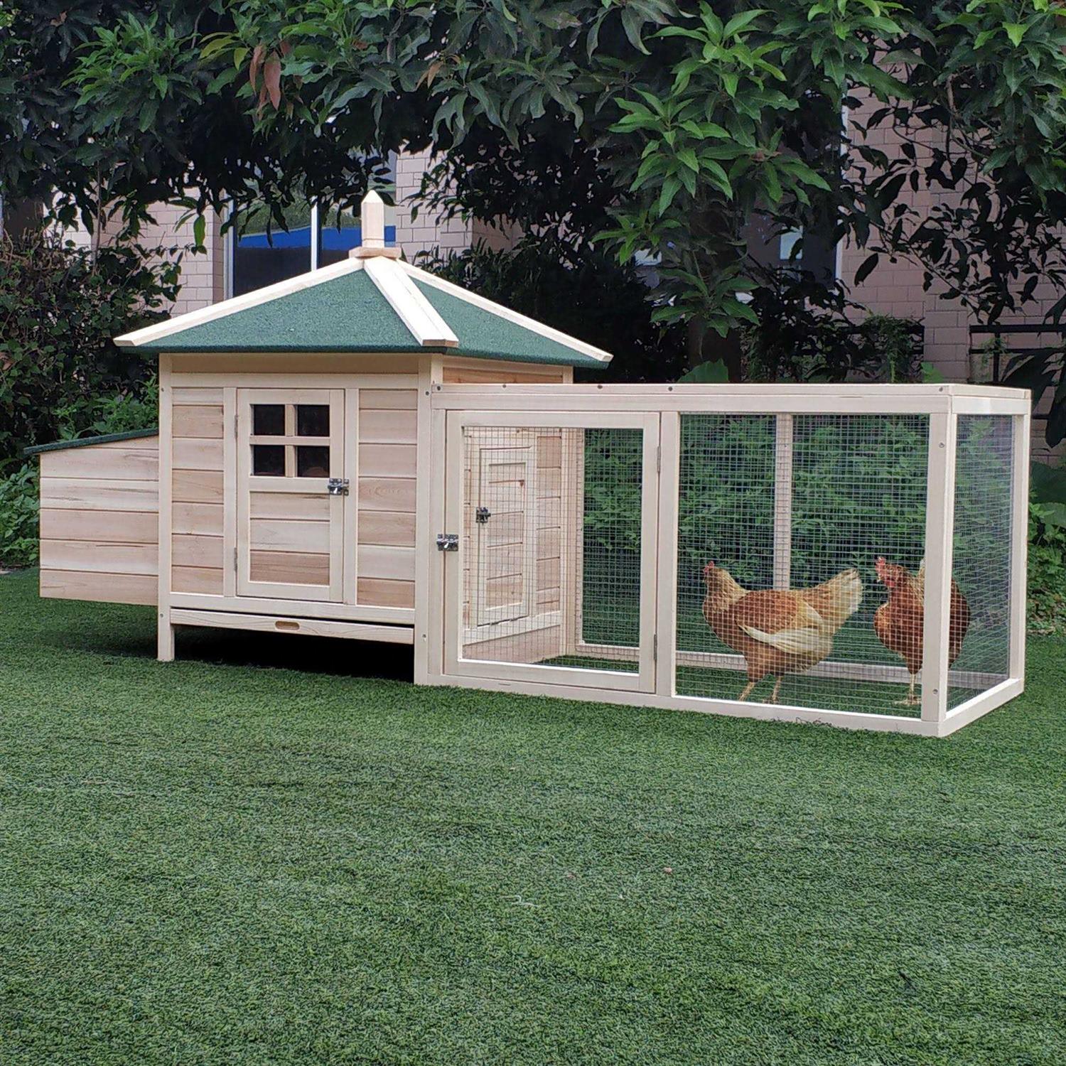 Wooden Chicken Coop with Nesting Box and Removable Tray N48831