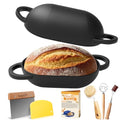 Enameled Cast Iron Oval Bread Oven with Non-Stick Silicone Liner, 2QT, Black L829412